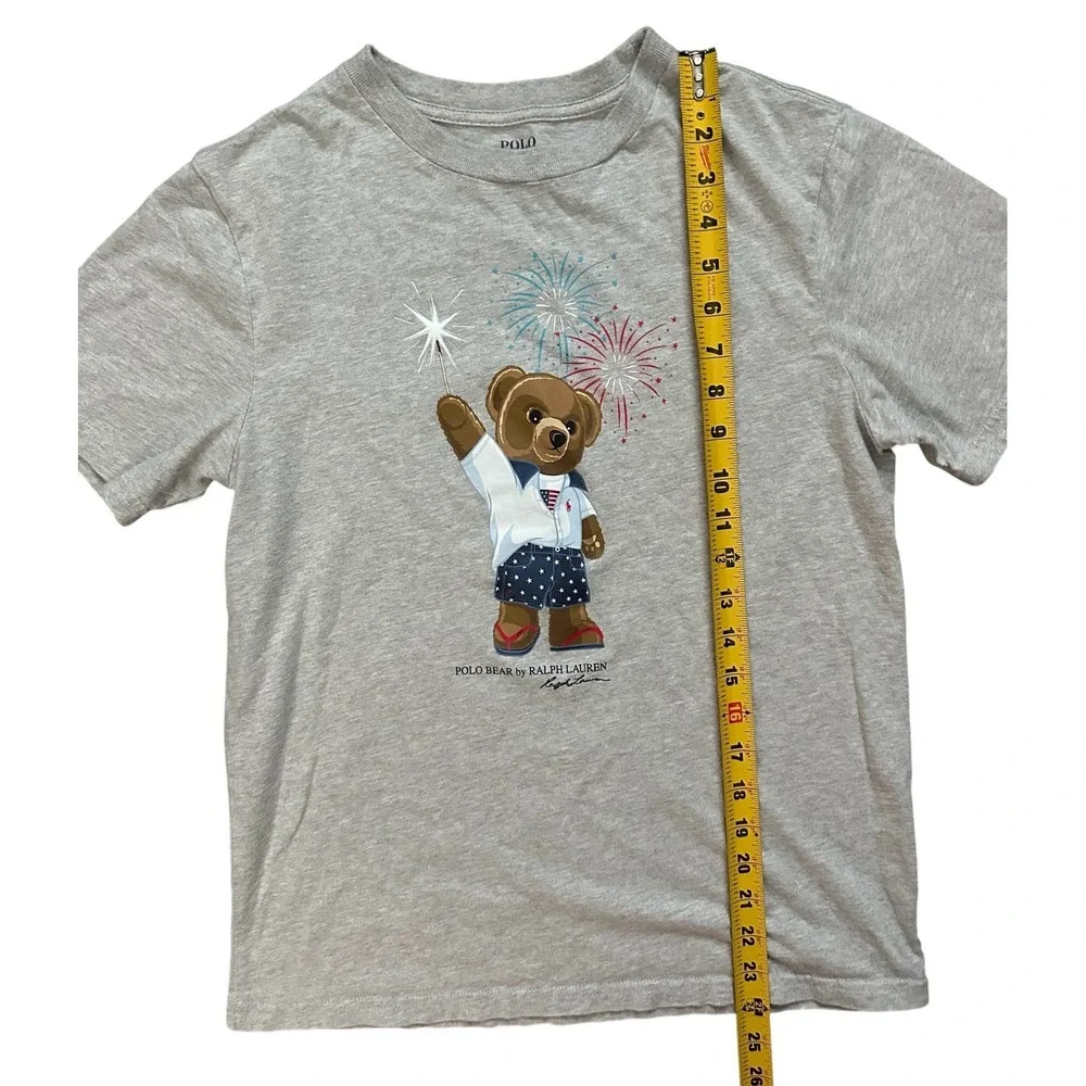 Ralph Lauren Polo Bear Holding‎ Sparkler Wearing Red White and Blue Shirt Kids L